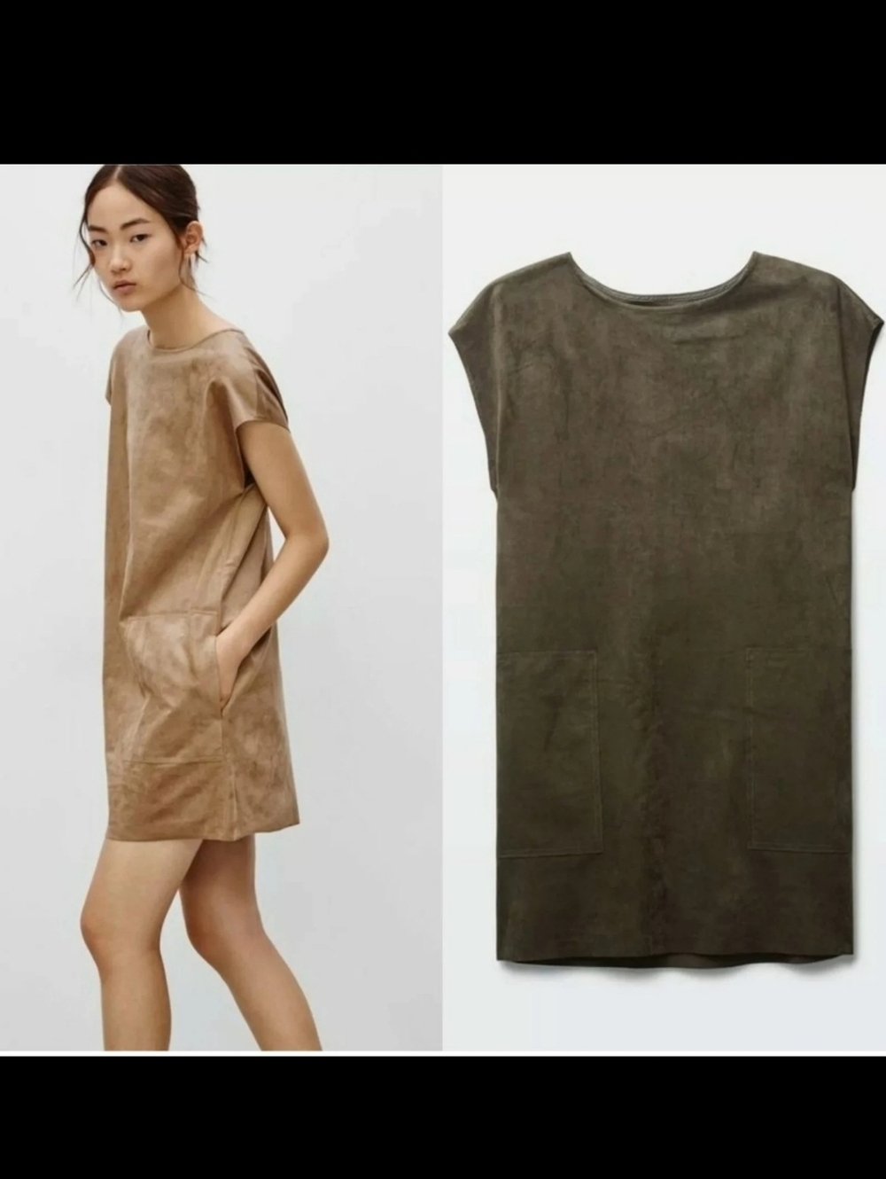 Aritzia Wilfred Free Faux Suede Nori Dress Oversized XS Pit To Pit Is 18.5